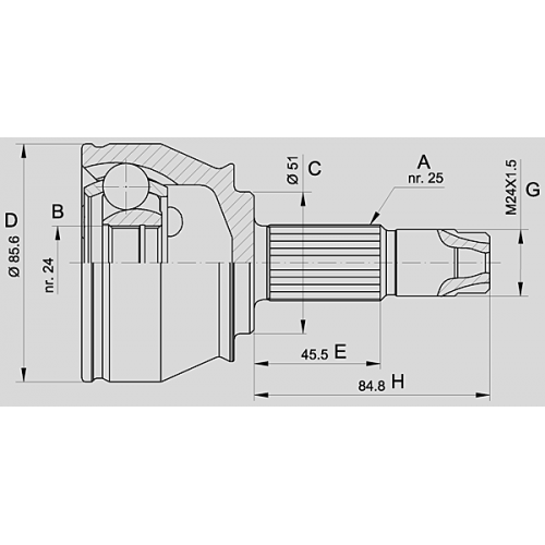 CV JOINT OPEN PARTS SPIN JOINT 1pcs 