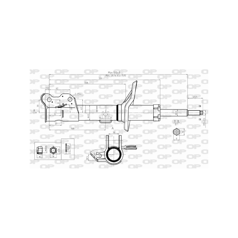 SHOCK ABSORBER OP FRONT RIGHT SIDE 1 PCS 