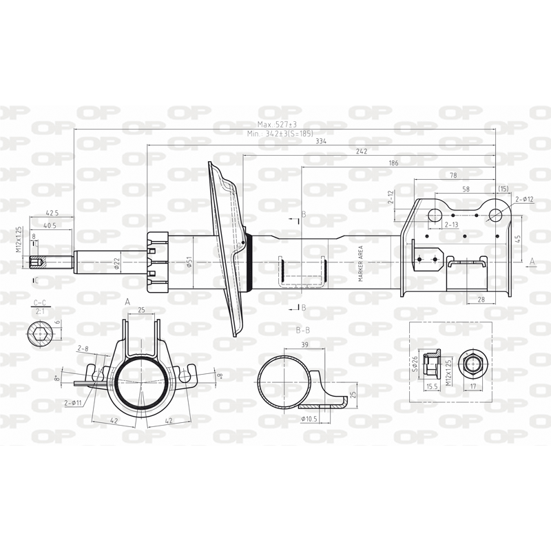 SHOCK ABSORBER OP FRONT LEFT SIDE 1 PCS 
