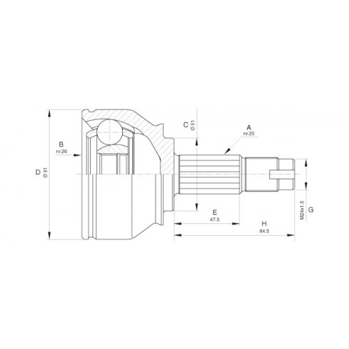 CV JOINT OPEN PARTS SPIN JOINT 1pcs 