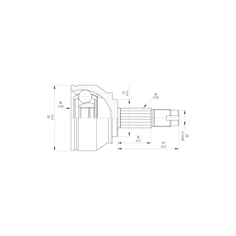 CV JOINT OPEN PARTS SPIN JOINT 1pcs 