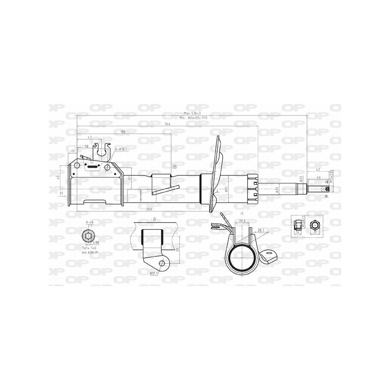 SHOCK ABSORBER OP FRONT RIGHT SIDE 1 PCS 