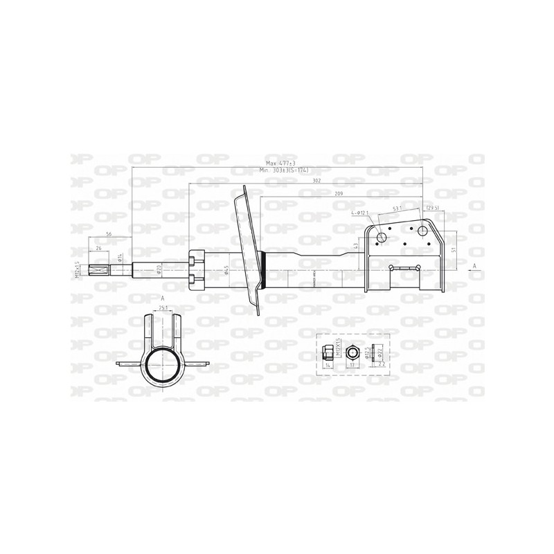 SHOCK ABSORBER OP FRONT 1 PCS 